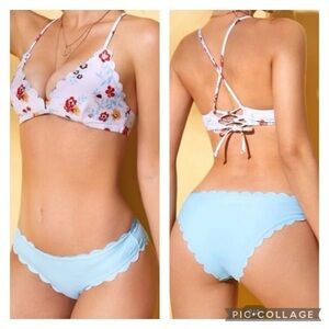 Nwot Shein Floral Scallop Trim Bikini
